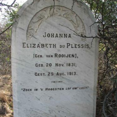 PLESSIS Johanna Elizabeth, du nee VAN ROOIJEN 1831-1913