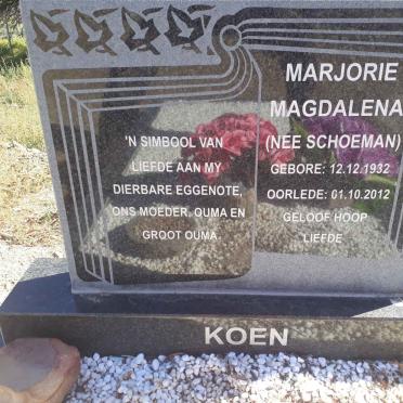 KOEN Marjorie Magdalena nee SCHOEMAN 1932-2012