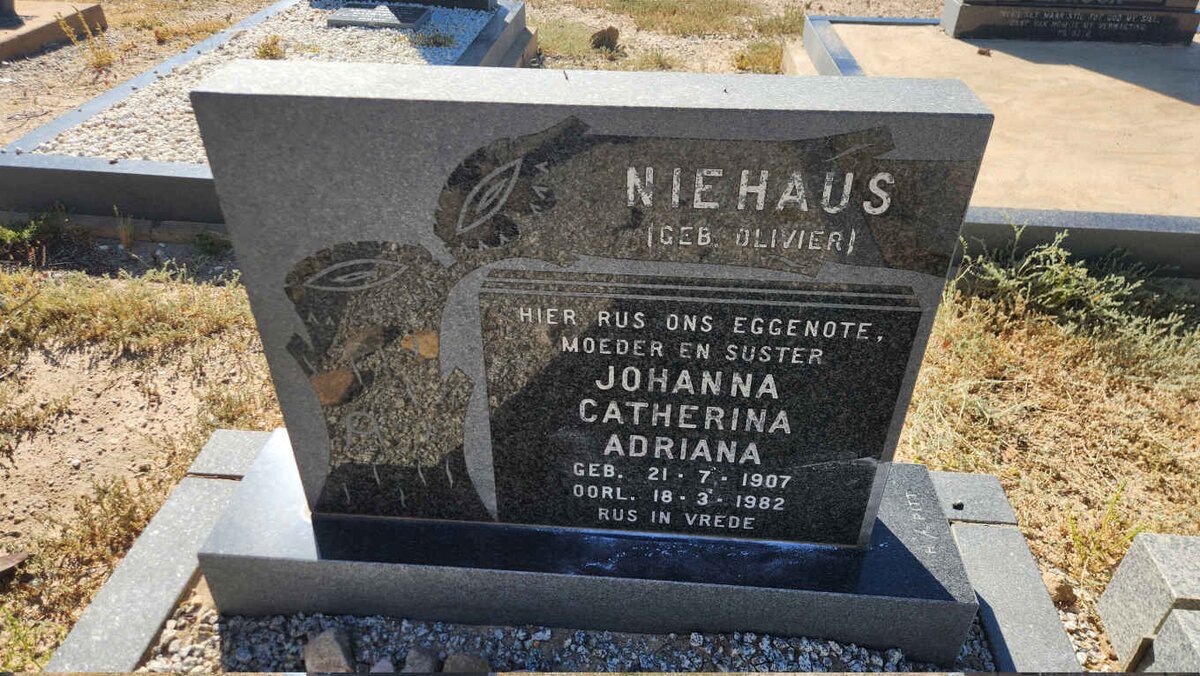 NIEHAUS Johanna Catherina Adriana nee OLIVIER 1907-1982