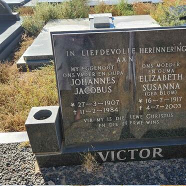VICTOR Johannes Jacobus 1907-1984 & Elizabeth Susanna BLOM 1917-2003