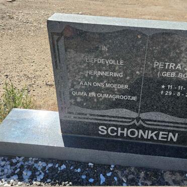 SCHONKEN Petra Jacoba nee BOTHMA 1918-2002