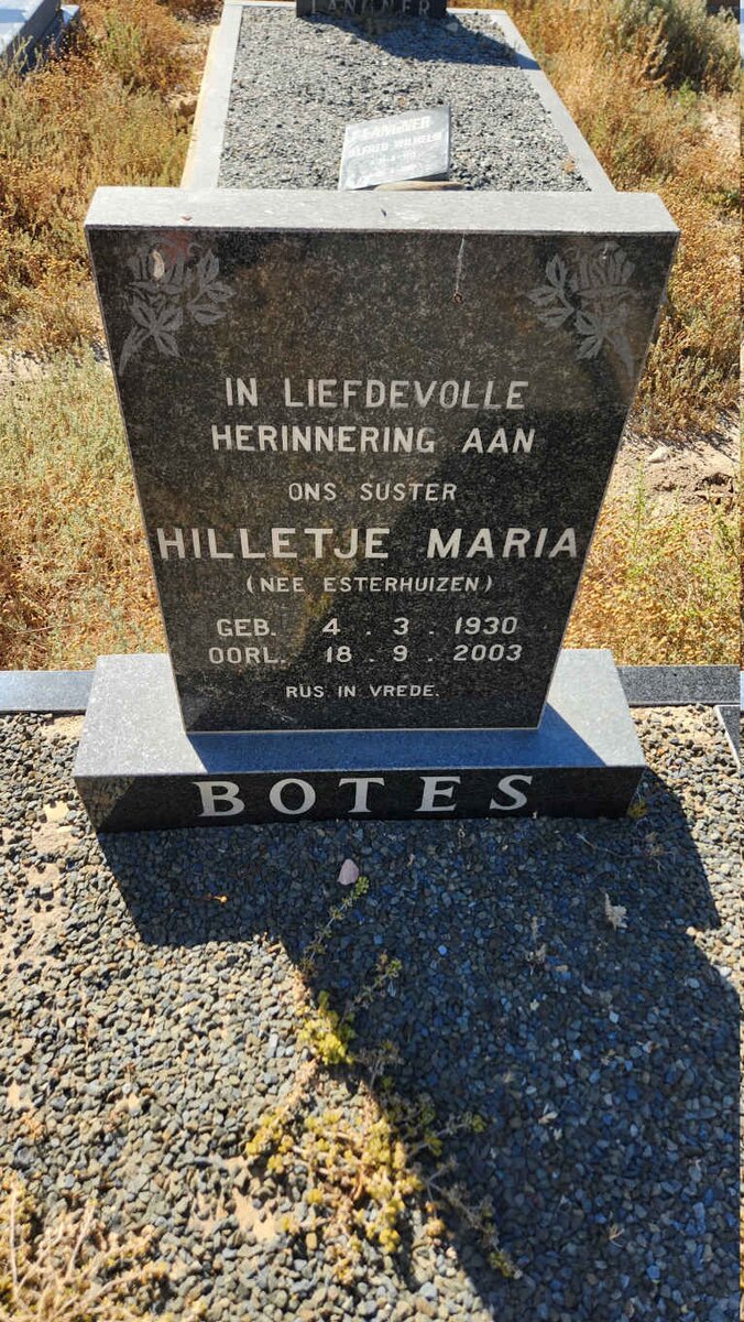 BOTES Hilletje Maria nee ESTERHUIZEN 1930-2003