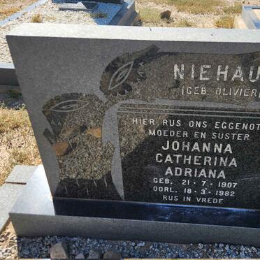 NIEHAUS Johanna Catherina Adriana nee OLIVIER 1907-1982
