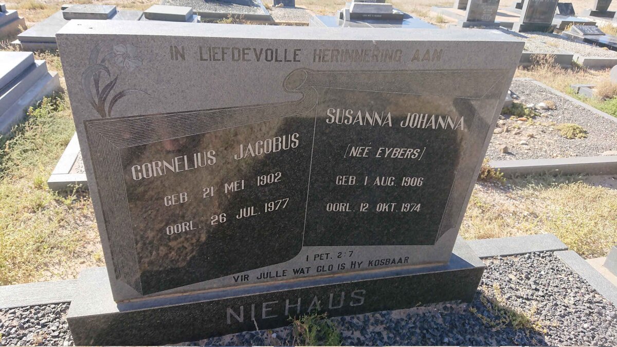 NIEHAUS Cornelius Jacobus 1902-1977 & Susanna Johanna EYBERS 1906-1974