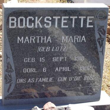 BOCKSTETTE Martha Maria nee LOTZ 1918-1982