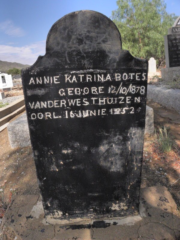 BOTES Annie Katrina nee VAN DER WESTHUIZEN 1878-1952
