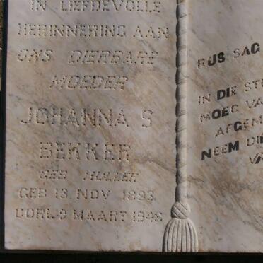 BEKKER Johanna S. nee MULLER 1893-1948