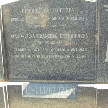 ESTERHUIZEN Hendrik 1889-1944 &amp; Magdalena Francina STADLER 1891-1943