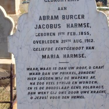 HARMSE Abram Burger Jacobus 1855-1912