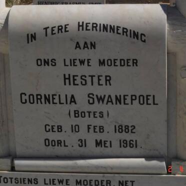 SWANEPOEL Hester Cornelia nee BOTES 1882-1961