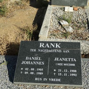 RANK Daniel Johannes 1905-1989 &amp; Jeanetta WICOMB 1908-1992