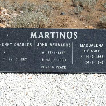 MARTINUS Henry Charles -1917 :: MARTINUS John Bernardus 1869-1939 :: MARTINUS Magdalena nee DAVIDS 1868-1947