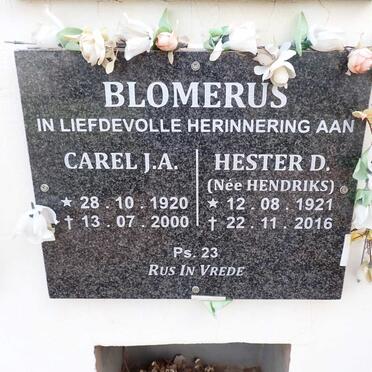 BLOMERUS Carel J.A. 1920-2000 &amp; Hester D. HENDRIKS 1921-2016