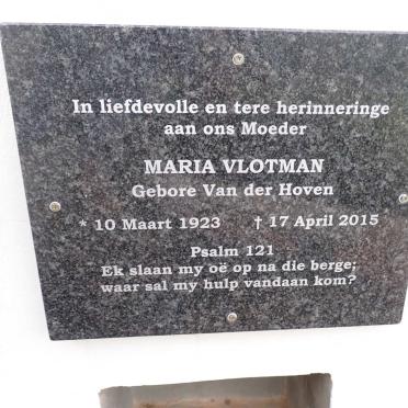 VLOTMAN Maria nee VAN DER HOVEN 1923-2015