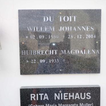 TOIT Willem Johannes, du 1930-2014 &amp; Huibrecht Magdalena 1933-