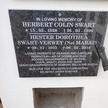 SWART Herbert Colin 1928-1996 &amp; Hester Dorothea SWART-VERWEY nee MARAIS 1933-2018