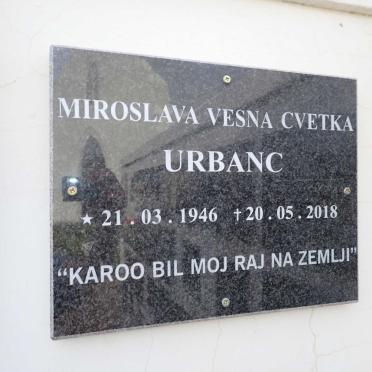 URBANC Miroslava Vesna Cvetka 1946-2018