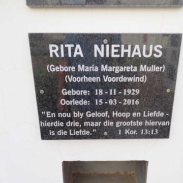 NIEHAUS Maria Margareta formerly VOORDEWIND nee MULLER 1929-2016