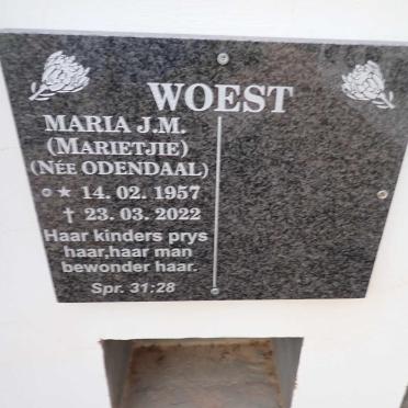 WOEST Maria J.M. nee ODENDAAL 1957-2022