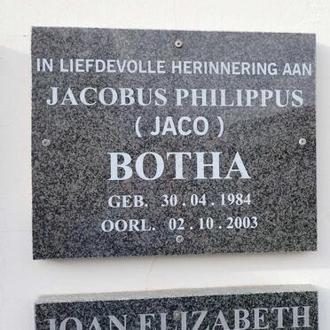 BOTHA Jacobus Philippus 1984-2003