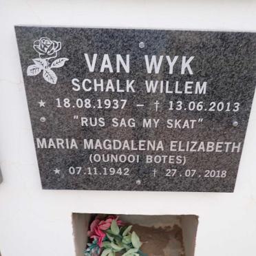 WYK Schalk Willem, van 1937-2013 &amp; Maria Magdalena Elizabeth BOTES 1942-2018