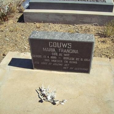 GOUWS Maria Francina nee DE WIT 1889-1964