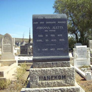 HANEKOM Johanna Aletta nee THERON 1879-1959