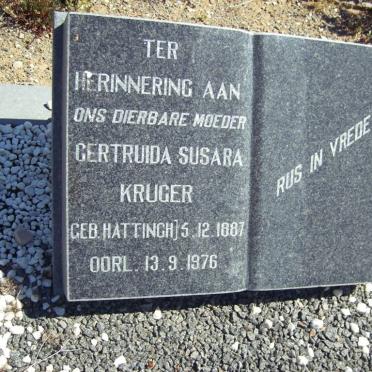 KRUGER Gertruida Susara nee HATTINGH 1887-1976