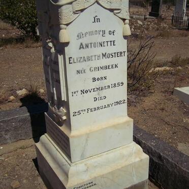 MOSTERT Antoinette Elizabeth nee GRIMBEEK 1859-1922