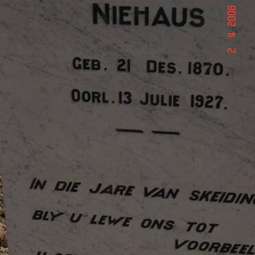 NIEHAUS Jacobus Abraham 1870-1927