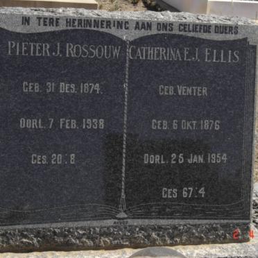 ROSSOUW Pieter J. 1874-1938 &amp; Catherina E.J. ELLIS nee VENTER 1876-1954