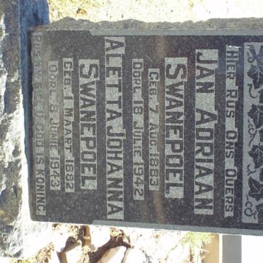 SWANEPOEL Jan Adriaan 1883-1942 &amp; Aletta Johanna 1882-1943