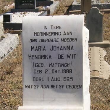 WIT Maria Johanna Hendrika, de nee HATTINGH 1888-1965