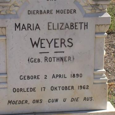 WEYERS Maria Elizabeth nee ROTHNER 1890-1962