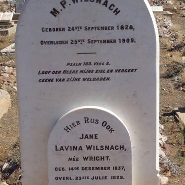 WILSNACH M.P. 1828-1909 & Jane Lavina WRIGHT 1837-1929