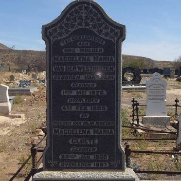 WESTHUIZEN Magdalena Maria , van der nee VAN WYK 1826-1899 :: CLOETE Magdalena Maria 1800-1887