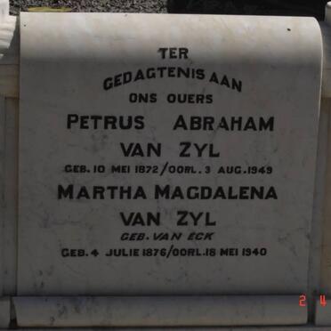 ZYL Petrus Abraham, van 1872-1949 &amp; Martha Magdalena VAN ECK 1876-1940