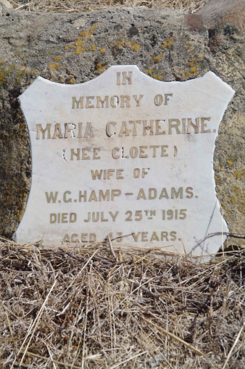 ADAMS Maria Catherine, Hamp nee CLOETE -1915