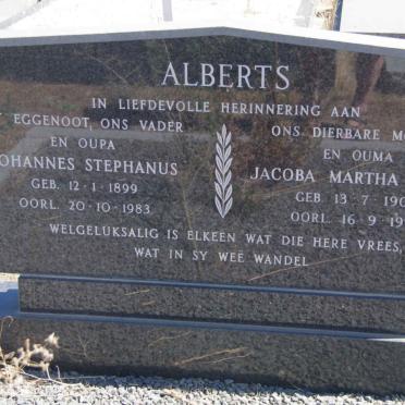 ALBERTS Johannes Stephanus 1899-1983 &amp; Jacoba Martha Maria 1902-1998