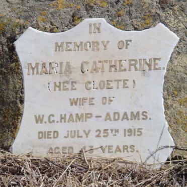 ADAMS Maria Catherine, Hamp nee CLOETE -1915