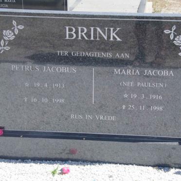 BRINK Petrus Jacobus 1913-1998 &amp; Maria Jacoba PAULSEN 1916-1998