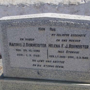 BURMEISTER Magnus J. 1886-1980 &amp; Helena F.J. STOMAN 1890-1945