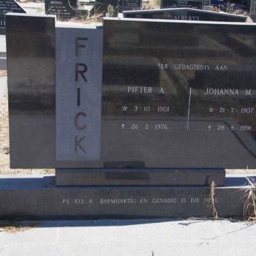 FRICK Pieter A. 1901-1976 &amp; Johanna M.M. 1907-1991