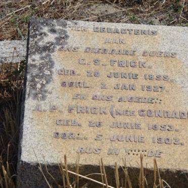 FRICK G.S. 1855-1927 &amp; A.P. CONRADIE 1853-1903