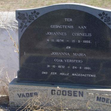 GOOSEN Johannes Cornelis 1874-1966 &amp; Johanna Maria VERSTER 1872-1961
