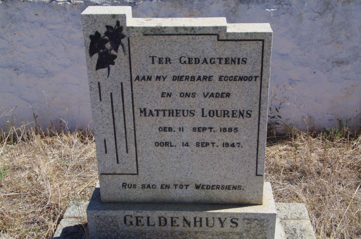 GELDENHUYS Mattheus Lourens 1895-1947