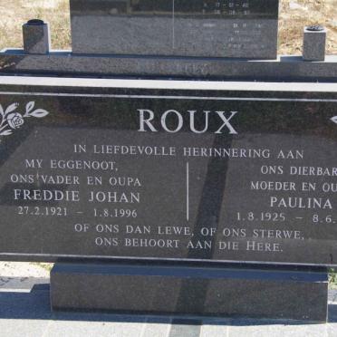 ROUX Freddie Johan 1921-1996 &amp; Paulina 1925-2004