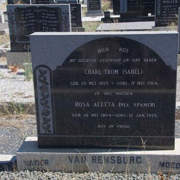 RENSBURG Charles Thom, van 1893-1964 &amp; Rosa Aletta SPAMER 1894-1975