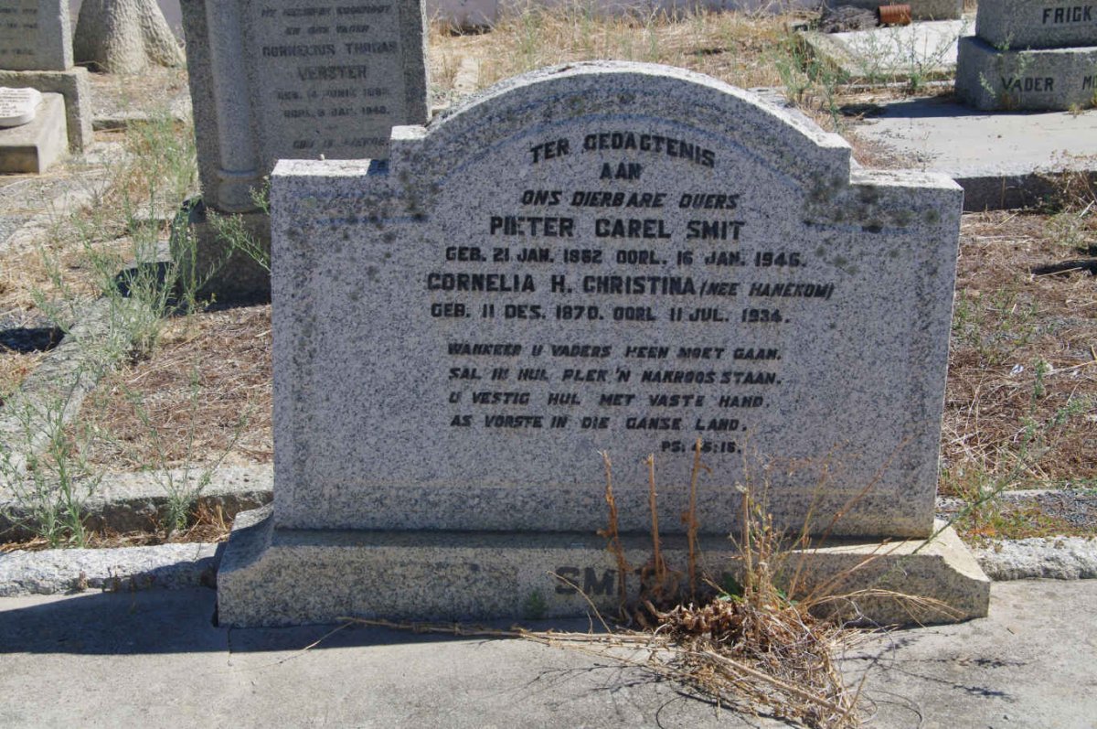 SMIT Pieter Carel 1862-1945 &amp; Cornelia H. Christina HANEKOM 1970-1934