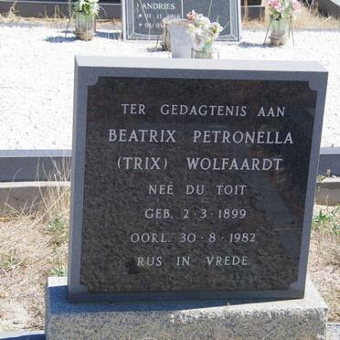 WOLFAARDT Beatrix Petronella nee du TOIT 1899-1982